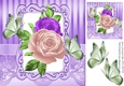 pretty pink blush/lilac roses with butterflies 8x8
