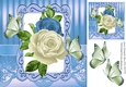 Pretty blue/cream roses with butterflies 8x8