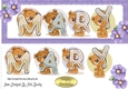 Teddy bears named MARY purple Glitter DL Card