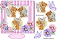 Lovely Teddies name KAY In stripe pink 7x7 frame with flowers