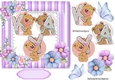 Lovely Teddies name KAY In stripe purple 7x7 frame with flowers