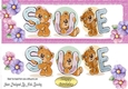Teddy bears named SUE pink Glitter DL Card