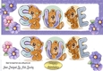 Teddy bears named SUE purple Glitter DL Card