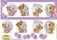 Teddy bears named PATI purple Glitter DL Card