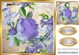 Pretty purple rose with script, dragonfly, butterfly & bow 8x8