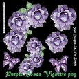 Pretty corner purple rose vignette with butterflies png