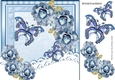 Pretty blue roses & lace with butterflies 8x8