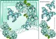 Pretty turq roses & lace with butterflies 8x8