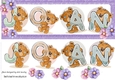 Teddy bears named JOAN purple Glitter DL Card