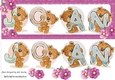 Teddy bears named JOAN pink Glitter DL Card