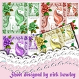 4 Lovely Coloured Glitter unicorns with roses 8x8 card fronts Mini Kit (set 2)