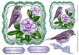 Pretty lilac flower toppers with birds and bow 7x7