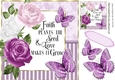 Love Grows pretty purple roses and butterflies striped frame 8x8