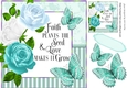 Love Grows pretty turq roses and butterflies striped frame 8x8