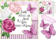 Love Grows pretty pink roses and butterflies striped frame 8x8