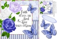 Love Grows pretty blue roses and butterflies striped frame 8x8