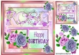 Pretty name ROSE in lilac 8x8 window card front with roses