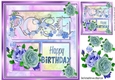 Pretty name ROSE in blue/purple 8x8 window card front with roses