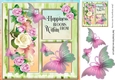 Pretty border of summer roses with butterflies window c/front 8x8
