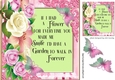 pretty corner butterflies with summer roses in 8x8 ornate frame