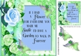 pretty corner butterflies with blue summer roses in 8x8 ornate frame