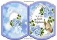 pretty blue roses on lace with butterflies & script bracket card