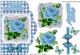 blue roses on a card front topper with  check and bow