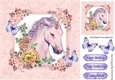 Pretty painted pink/lilac unicorn with flowers 8x8