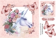 Pretty painted pink/lilac unicorn with roses and pink butterflies 8x8