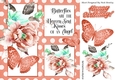 Pretty painted peach shades & flowers, butterflies peach polkadot 8x8