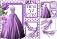 Time to party pretty purple dress & sparkle shoes with roses 8x8