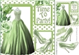Time to party pretty green dress & sparkle shoes with roses 8x8