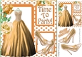 Time to party pretty gold dress & sparkle shoes with roses 8x8