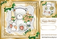 FOR YOU Lovely teddy with cream roses on lace 8x8