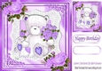 FOR YOU Lovely teddy with purple roses on lace 8x8