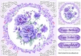 Pretty delicate purple peonies with ornate frame 8x8