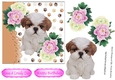 Cute shitzu puppy with pink/white peonies 7x7