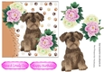 cute Schnauzer puppy with pink/white peonies 7x7