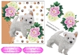 cute westie puppy with pink/white peonies 7x7