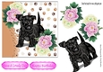 cute scottie puppy with pink/white peonies 7x7