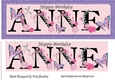  ANNE purple, black flower  Glitter DL Card