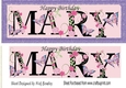 MARY Black, flowers purple glitter frame DL