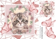 Sweet Kitten in frame of Abstract , flowers and butterflies 8x8