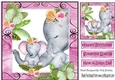 Lovely moment with mum and baby elephants in water colour 8x8