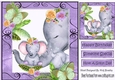 Lovely moment with mum and baby elephants in water colour (purple 8x8