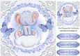 sweet little ele on a cloud with blue butterflies and lace 8x8