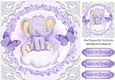 sweet little ele on a cloud with purple butterflies and lace 8x8