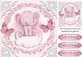 sweet little ele on a cloud with pink butterflies and lace 8x8