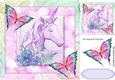lilac rainbow unicorn with butterflies 8x8