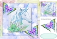 blue rainbow unicorn with butterflies 8x8